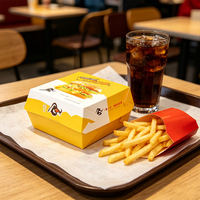 Scatola per Hamburger in Carta Biodegradabile Usa e Getta, Design e Dimensioni Personalizzate per Fast Food e Snack Bar