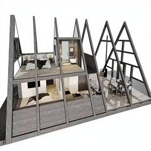 Villa de luxe à ossature en A, à faible hauteur, isolée thermiquement, maison modulaire préfabriquée, mini-maison triangulaire pour appartement, chalet préfabriqué - Product Image 3