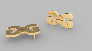 Carosung-hebilla de cinturón de lujo para mujer, hebilla de Metal y oro con diseño 3D de letras personalizadas, Logo de 25MM, acero inoxidable 304L GG