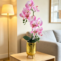 Bunga Anggrek Buatan dengan Batang, Sentuhan Realistis, Warna Pink, Bunga Phalaenopsis Ramah Lingkungan untuk Rumah, Pernikahan, Pesta, Paskah