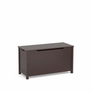 Coffee-Colored Wooden Toy Box <b>Storage</b> for Kids Aged 2+ Safety Hinged Lid <b>Chest</b> & Organizer - Product Image 2