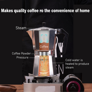 <span class=keywords><strong>Cafetera</strong></span> Moka de Aluminio Plateado para Estufa de Gas, para Espresso y Café, para Cocina - Product Image 4