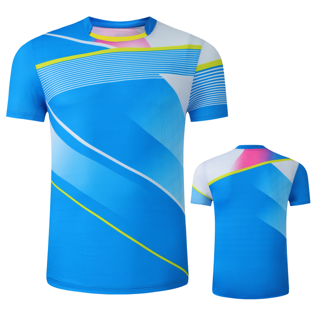 custom full printing table tennis shirts polyester breathable workout tennis wear summer badminton t shirts for men/women