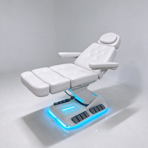 Fauteuil de soin esthétique électrique en cuir PU blanc, 4 moteurs, réglable, avec base LED - Product Image 2