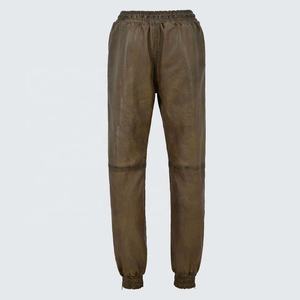 Pantalones de Hombre de Cuero Genuino Marrón Oscuro, Pantalones Deportivos de Piel de Cordero con Cordón Ajustable, Impermeables y Resistentes al Viento para Invierno - Product Image 3