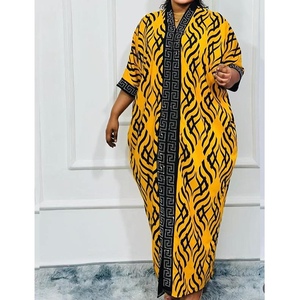 Robe longue kaftan à capuche imprimé africain pour femme - Robe grande taille à manches chauve-souris et bordure de sequins, tendance - Product Image 2