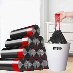 Hotel desechable engrosado 45*50cm negro boca plana cordón bolsas de basura incluso rollo hogar bolsas de basura embalaje ropa - Product Image 2