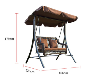 Nouvelle arrivée, chaise suspendue en métal moderne et en osier, 2 <span class=keywords><strong>places</strong></span> pour adultes avec coussin et auvent, mobilier d'extérieur, balançoires de jardin - Product Image 2