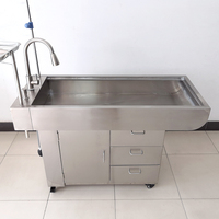 Table d'examen vétérinaire EURVET 1400 mm en acier inoxydable 304 avec robinet extractible, évier à grille active et 3 tiroirs