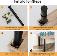 Pieds de meubles réglables en métal, pieds de support de remplacement à hauteur réglable pour lit/canapé/coiffeuse/chaise/meuble TV/table basse