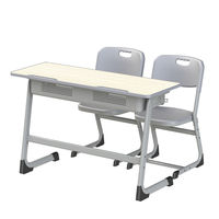 Prix d'usine – Bureaux scolaires modernes double place pour universités et collèges, structure métallique, confortables et durables, plateau en bois 2