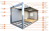 Maison conteneur préfabriquée durable de 20 pieds en panneaux sandwich, modulaire et compacte, pour Airbnb, disponible sur Alibaba pour la vente en gros en ligne