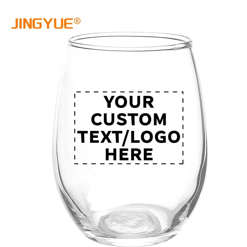 Wholesale Custom Engrave 550ml Red White Stemless Wine Glass for Birthday Party Wedding Gift