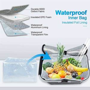 กระเป๋าเก็บความเย็นแบบพกพาสำหรับแคมป์ปิ้ง ปิกนิก ช้อปปิ้ง ใช้ซ้ำได้ กันน้ำ ทนทาน พับเก็บได้ - Product Image 6