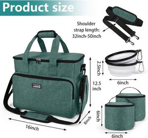 Bolsa de Viaje para Perros de Doble Capa con 2 Contenedores Extra Grandes para Comida, 2 Tazones Plegables para Perros, Bolsa de Transporte con Múltiples Bolsillos - Product Image 5
