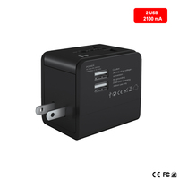 AU US UK EU convertisseur Plug All in One Adaptateur de prise internationale universel 2 ports USB Adaptateur de chargeur secteur de voyage mondial
