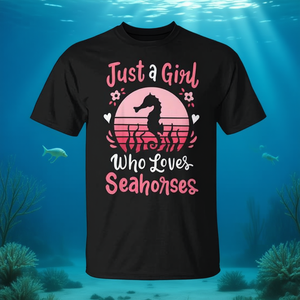 Maglietta Just a Girl Who Loves Seahorses per bambini, taglia 4-10 - Product Image 3