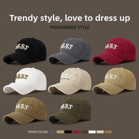 Gorra de Béisbol de Algodón con Diseño Desgastado, Detalles de Borde Crudo, Bordado a Máquina, Corona Suave Ajustable para Unisex