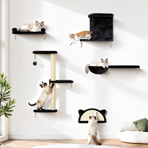 Custom Modern Stable Wooden Cat Climber Wall-Mounted Cat Furniture with Cat House Bridge Tree Scratcher - Product Image 1