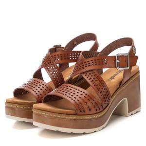 Sandalias de Tacón de Cuero para Mujer Refresh, Estilo Plataforma, Color Bronceado - Product Image 3