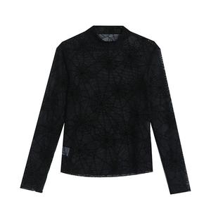 Nuova Maglia Autunnale Slim Fit a Collo Alto con Stampa Floreale e Rilievo a Ragnatela, Manica Lunga, Sexy e Trendy per <span class=keywords><strong>Donna</strong></span> - Product Image 5