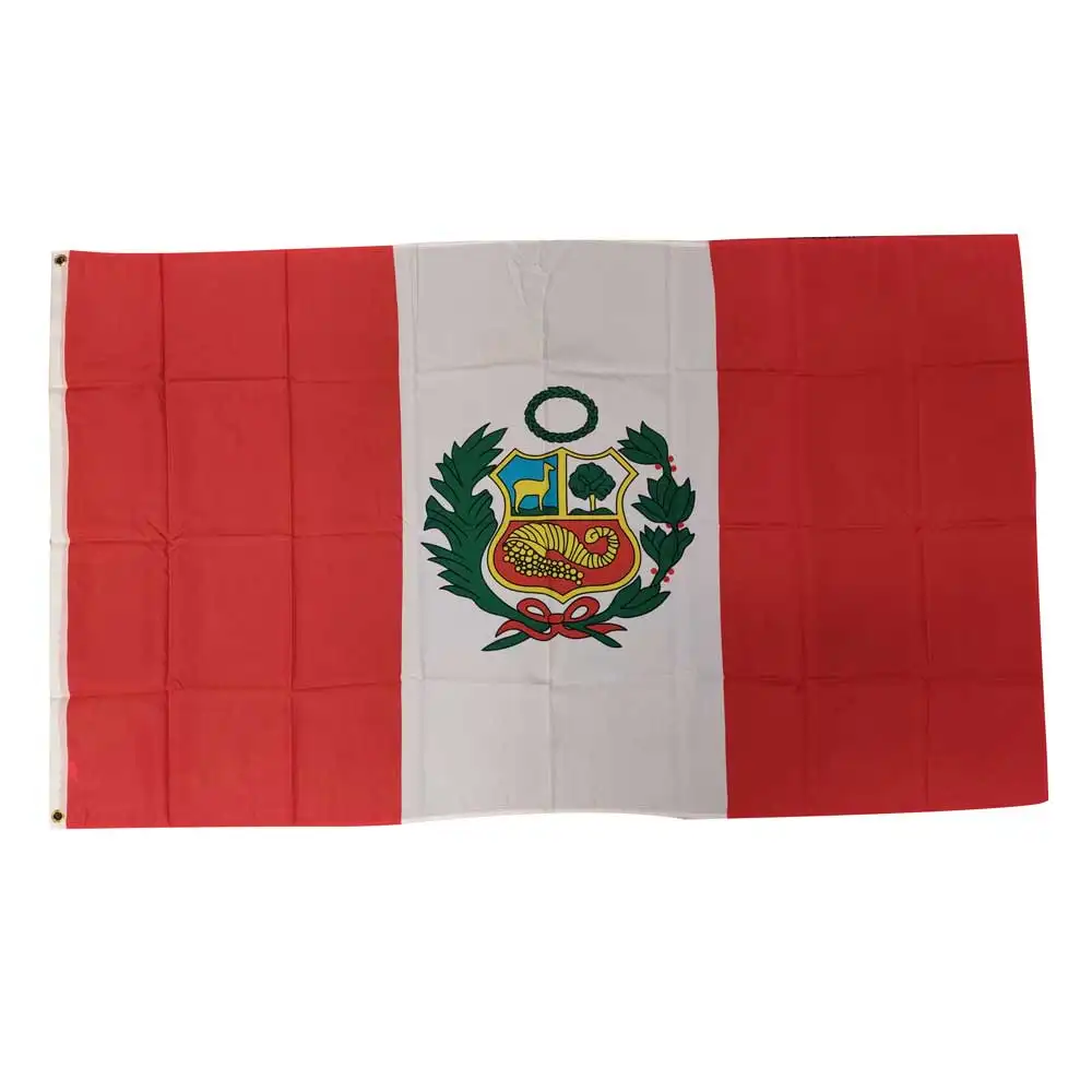 पेरू झंडे प्रत्यक्ष कारखाने अच्छी सामग्री स्क्रीन मुद्रित ज्वलंत रंग अलग देश के झंडे