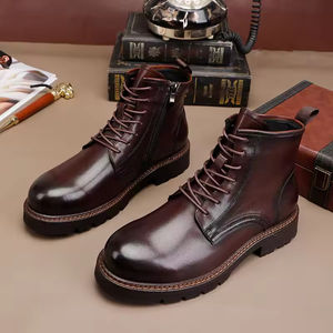Nouvelles Bottes Montantes en Cuir Véritable 2025 pour Hommes, Lavables, Fabriquées à la Main par Goodyear, Style Rétro Amekaki, Idéales pour le Travail - Product Image 1