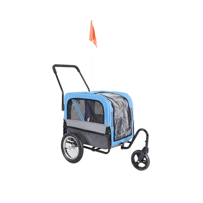 2021 Neuer 2-in-1-Hundetradahänger/Jogging-Kinderwagen mit 360-Grad-Schwenkrädern und großem, einfachem Einstieg