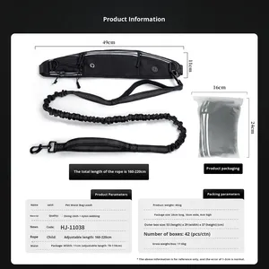 Correa de Cintura Multifuncional para Mascotas, Ajustable, de Nailon a Rayas, con Bolsa, Retráctil, con Costuras Reflectantes - Product Image 5