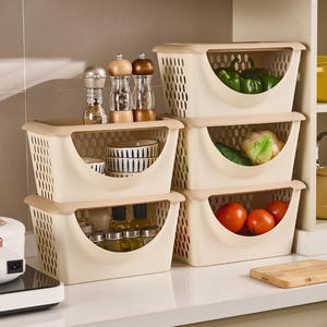 Home Basics Stackable Laundry Basket Rectangle With Lid Plastic Clothing Organizer Multi Functional Storage Basket For Closet - Product Image 4