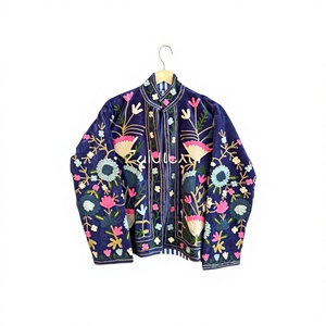 Wholesale <b>Velvet</b> Suzani Embroidered Jacket <b>Coat</b> Unisex Winter <b>Coat</b> With Inside Cotton Lining Boho Chic Jacket - Product Image 1