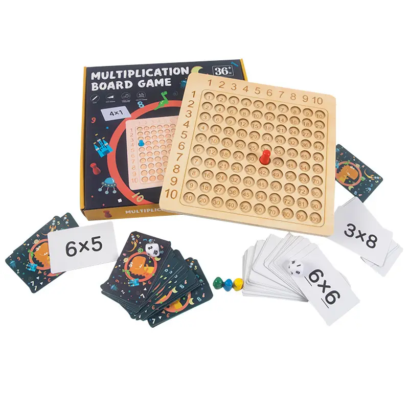 Wooden educational multiplication board game montessori learning math toys children kids mathematics teaching aids