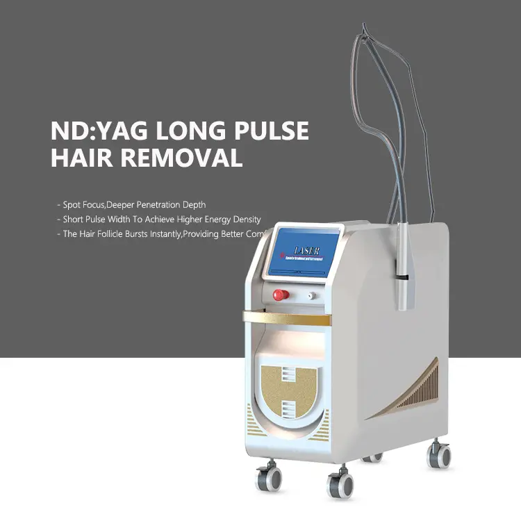 La última máquina de depilación permanente con láser Nd Yag de pulso largo, equipo de eliminación de pigmentación con láser de Alejandrita