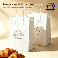 Sac d'emballage personnalisé pour boulangerie, sac fourre-tout pour croissants à emporter avec poignée, joli emballage pour pâtisserie, pain, sacs en papier kraft pour courses alimentaires