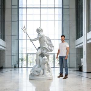 Antico greco figura a grandezza naturale natura marmo Poseidon con la statua del tridente scultura per esterni - Product Image 1