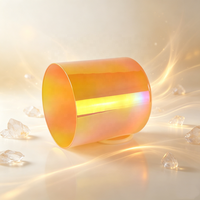 Bol chantant en cristal de quartz HF pour la guérison sonore 432Hz 440Hz, bol sonore en cristal Aura Peach Sunset, instrument de méditation et de yoga