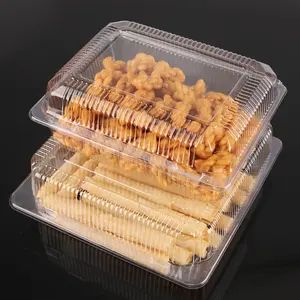 一次性透明翻盖塑料盒包装，带按扣设计饼干饼干包装