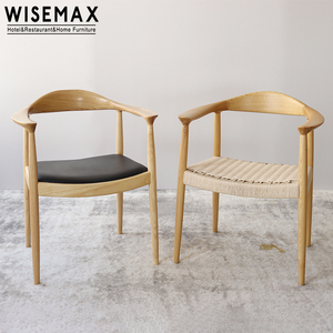 WISEMAX FURNITURE Silla de comedor de madera de fresno de estilo nórdico simple Presidente buey cuerno codo <span class=keywords><strong>Kennedy</strong></span> reposabrazos silla para cafetería Cafetería - Product Image 6