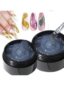 Gel de uñas transparente 3D de 5/15 ml y polvo de espejo para decoración de uñas. Crea un arte de uñas tridimensional metálico con gel de pintura 3D. - Product Image 1