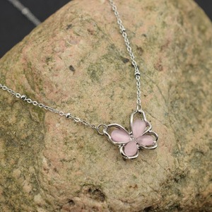 Temperamental Simple Pink Butterfly Pendant Necklace Niche Design <b>Titanium</b> Steel Women's Necklaces Fashion Jewelry Wholesale - Product Image 1
