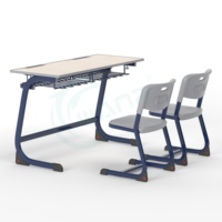 Ensemble de bureau et de chaises modernes en métal pour étudiants du secondaire pour la maison, le bureau ou l'université Mobilier de classe