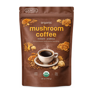 Café organique de champignon de crinière de lions de poudre d'extrait instantané noir sain de fines herbes de marque de distributeur - Product Image 1