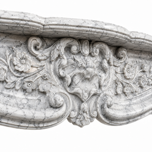 Traditional Marble <b>Fireplace</b> Mantel With Ornate Carving Imperial Blue Stone Indoor Wood Burning Hearth For Dining Room - Product Image 3