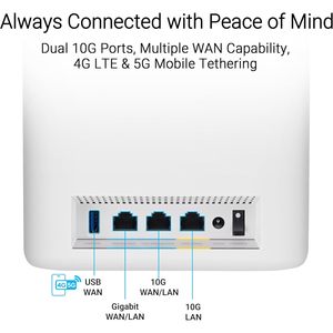 Venta al por mayor: Router Mesh WiFi 7 Tri-Banda ZenWiFi BT10, 18 Gbps, Puertos Duales 10G, Controles Parentales de Seguridad, Versión EE. UU., Paquete de 2 - Product Image 5