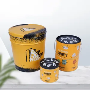 Biểu Tượng Tùy Chỉnh 1 Gallon 2 Gallon 3.5 Gallon Xử Lý Kim Loại Xô Snack Thực Phẩm Lưu Trữ Lon Bỏng Ngô Tin Với Nắp