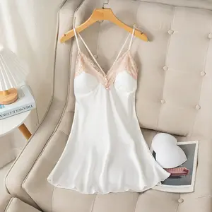 In Premium Verpakking Luxe Homewear Zijde Satijn Vrouwen Nachtjurk Nachtkleding Dames Pyjama En Nachtkleding Dames Gaon Sexy Nacht