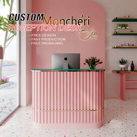 Table de réception moderne de haute qualité pour salon de beauté, en bois, personnalisable, rose, petite, pour barbier et spa