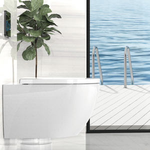 Toilette en céramique à suspension murale avec <span class=keywords><strong>bouton</strong></span> de <span class=keywords><strong>chasse</strong></span> <span class=keywords><strong>d</strong></span>'<span class=keywords><strong>eau</strong></span> dissimulé pour salle de bain - Product Image 5