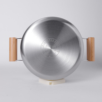 Ensemble de casseroles en acier inoxydable à trois couches avec poignées en bois, ensemble de casseroles et de marmites pour cuisinière à induction, pour la cuisine à domicile