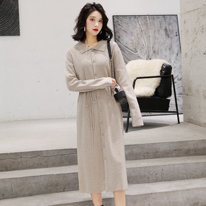 Thời Trang Phụ Nữ Mùa Xuân Mới Đến Dài Tay Áo Cộng Với Kích Thước Nút Lỏng Lẻo Trang Trí Với Vành Đai Áo Len Ăn Mặc - Product Image 4